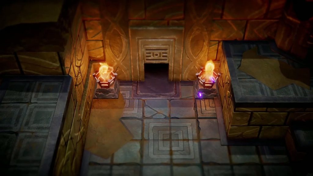 The door between the braziers opens once every Deku Baba in the Suthorn Ruins rooms is defeated