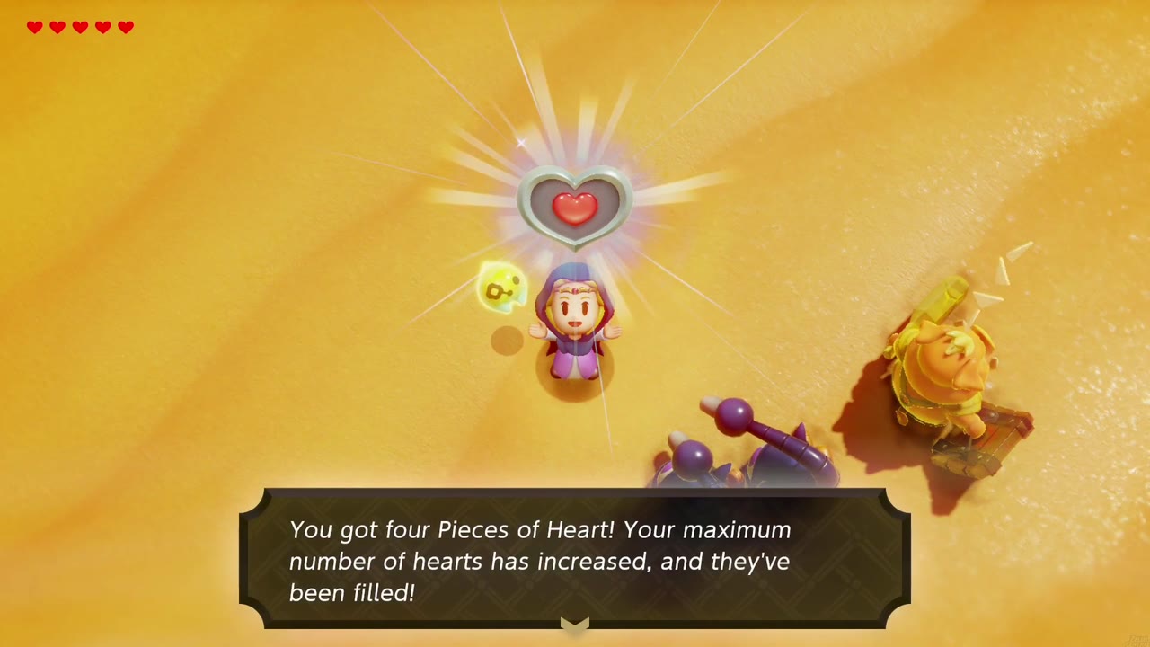 A Rift in the Gerudo Desert - The Legend of Zelda: Echoes of Wisdom Walkthrough 125 Zelda holds up the dune Piece of Heart, completing a heart: "You got four Pieces of Heart!"