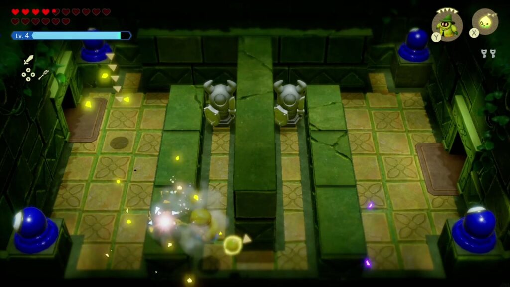 Faron Temple Dungeon - The Legend of Zelda: Echoes of Wisdom Walkthrough 22 An Electric Wizzrobe echo attacks in the hall of stone statues and blue eyeball enemies.