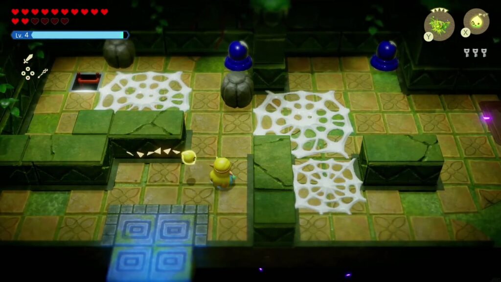 Faron Temple Dungeon - The Legend of Zelda: Echoes of Wisdom Walkthrough 39 Back inside Faron Temple, Zelda crosses the web room past the spider webs toward the far exit.