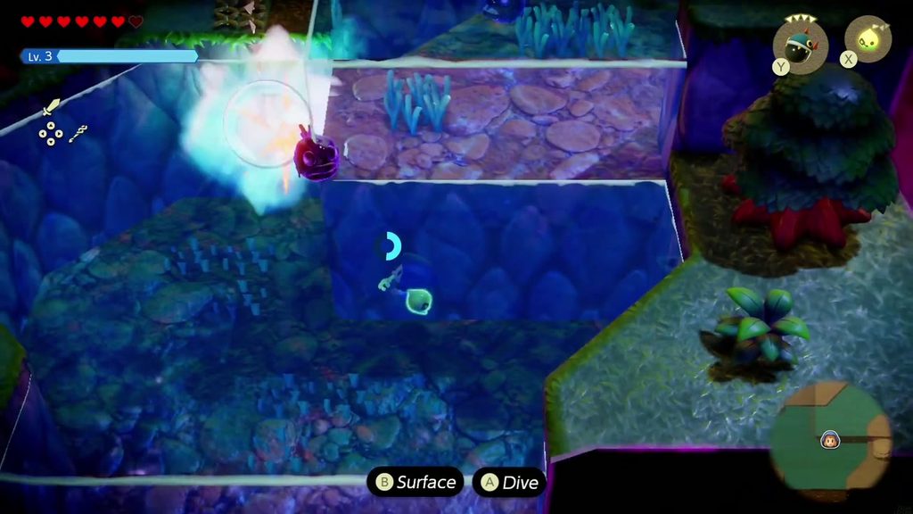 The Jabul Waters Rift - The Legend of Zelda: Echoes of Wisdom Walkthrough 68 Zelda strikes an enemy while swimming through the plant-filled pools of Stilled Jabul Waters.