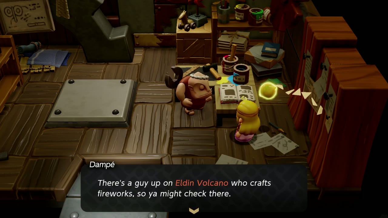 Explosions Galore! - The Legend of Zelda: Echoes of Wisdom Walkthrough 6 Dampé mentions a man on Eldin Volcano who crafts fireworks.