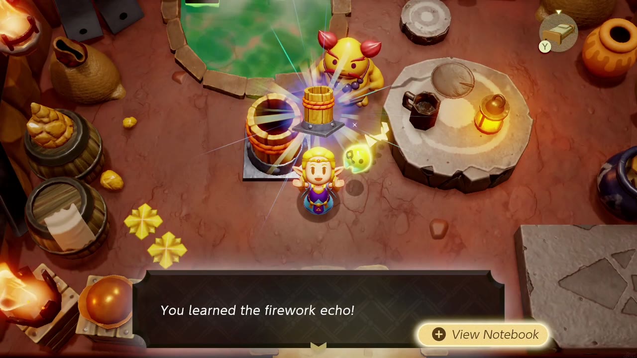 Zelda aprende o eco dos fogos de artifício na casa de Basa em Goron Cidade após a missão do Artista de Fogos de Artifício Zelda aprende o eco dos fogos de artifício na casa de Basa em Goron Cidade após a missão do Artista de Fogos de Artifício