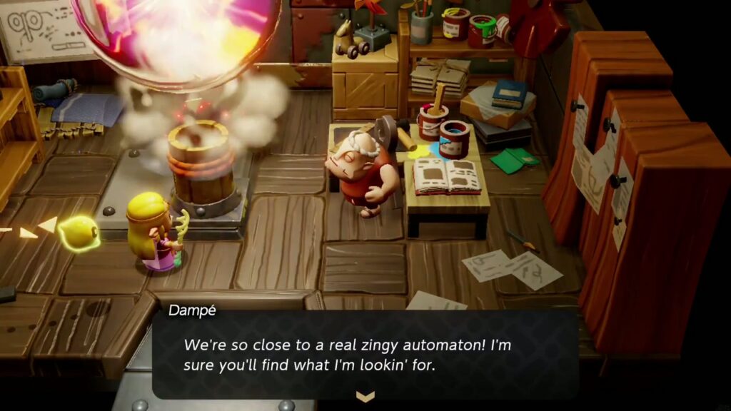 Automatons 21 A Firework echo bursts on Dampé's pedestal as he says they're close to a real zingy automaton