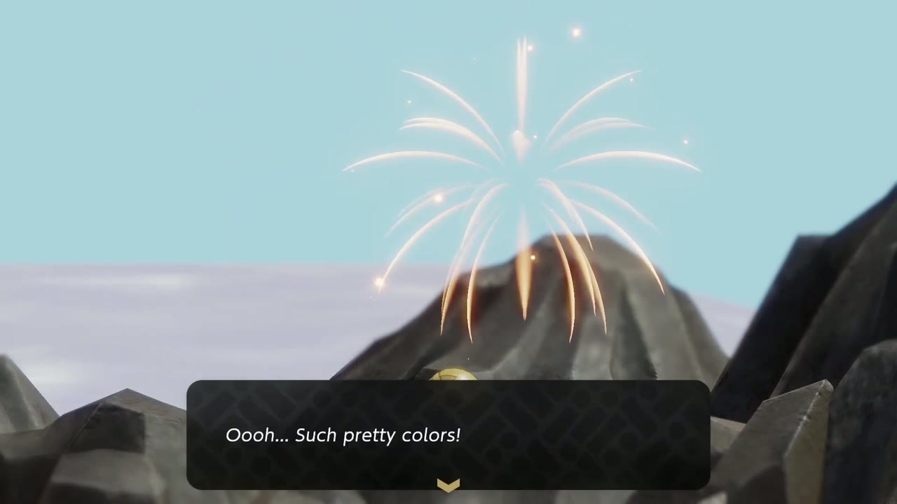 Basa's new fireworks burst over Eldin Volcano after Zelda brings the soil. Basa's new fireworks burst over Eldin Volcano after Zelda brings the soil.
