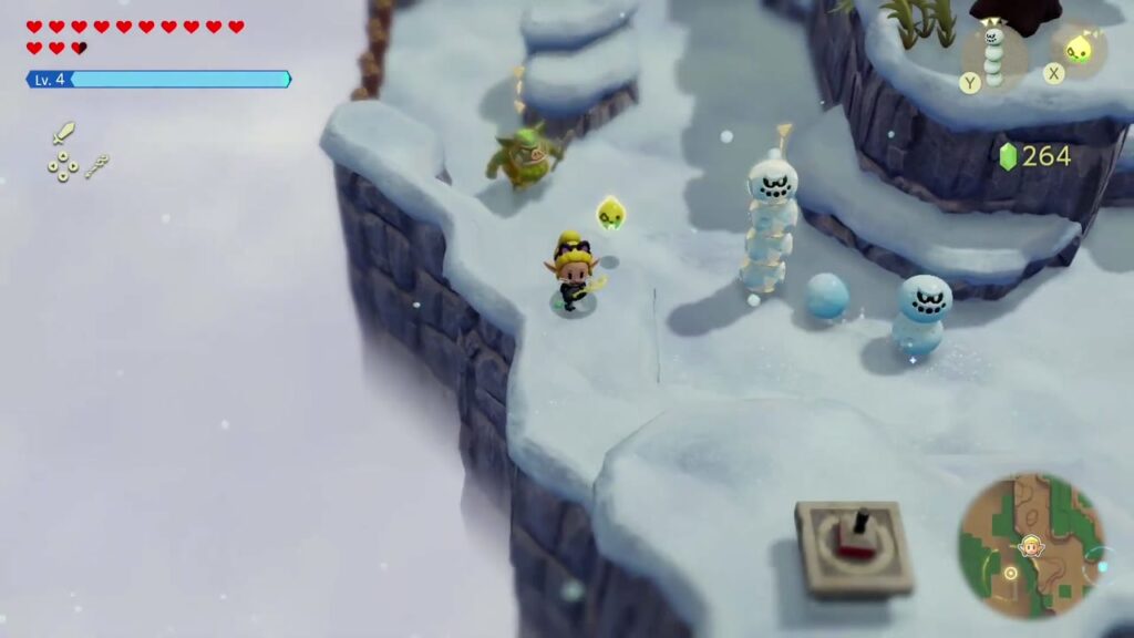 Hebra Mountain: A Rift on Holy Mount Lanayru - The Legend of Zelda: Echoes of Wisdom Walkthrough 116 The first Hebra Mountain stamp stand on a snowy cliff ledge where Snomauls attack, just past the Mountain Passage.
