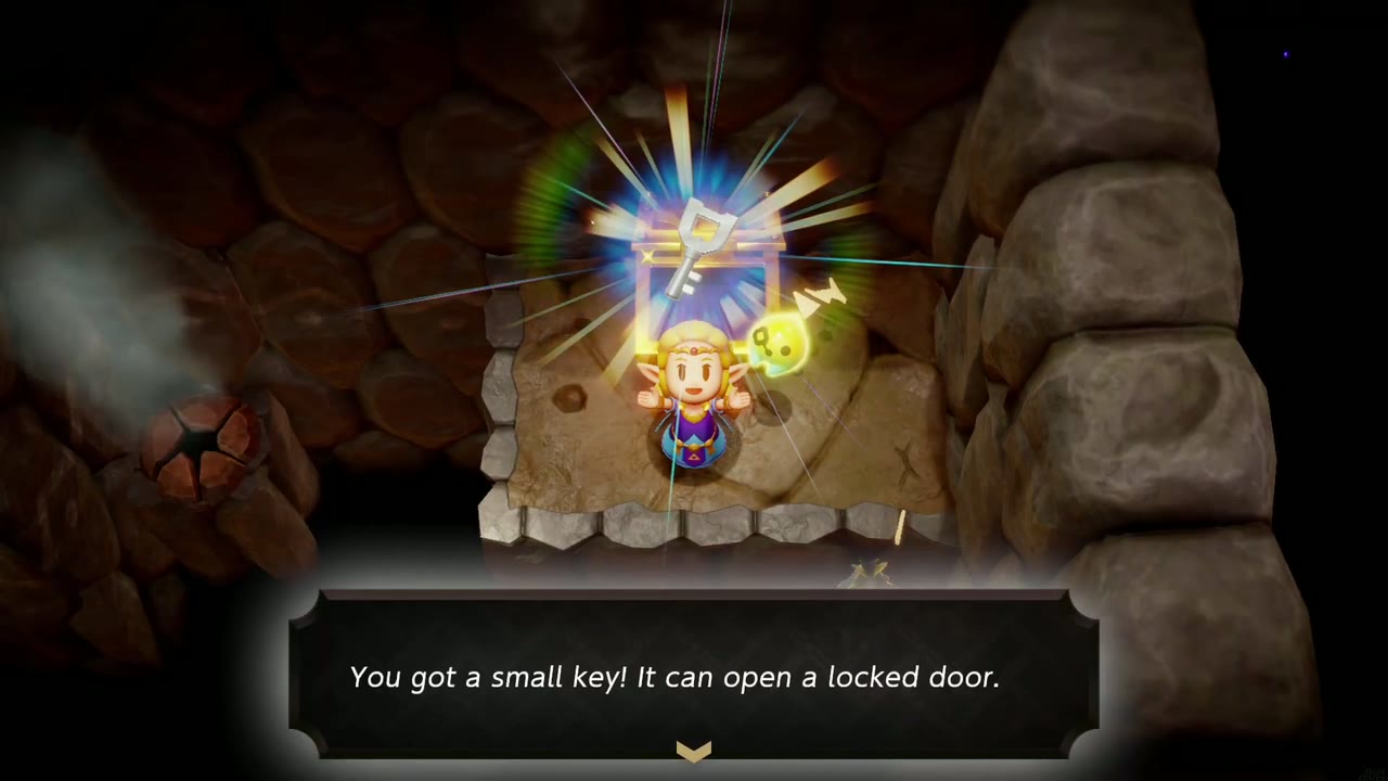 Eldin Temple Dungeon - The Legend of Zelda: Echoes of Wisdom Walkthrough 14 Zelda holds up the first Small Key of Eldin Temple with its "You got a small key!" box.