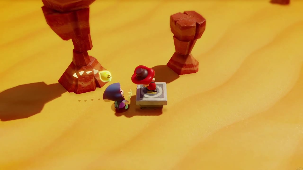 A Rift in the Gerudo Desert - The Legend of Zelda: Echoes of Wisdom Walkthrough 136 The Stamp Guy pops up at the first Gerudo Desert stamp stand among the red rock spires.