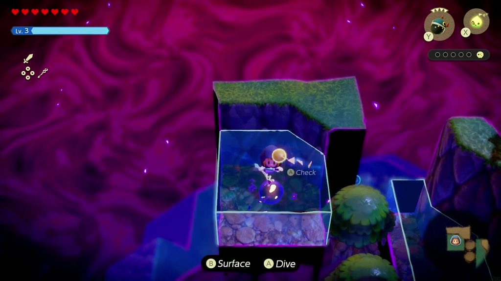 The Jabul Waters Rift - The Legend of Zelda: Echoes of Wisdom Walkthrough 34 Zelda swims inside the floating water block left of the entrance to reach the first of Tri's friends.