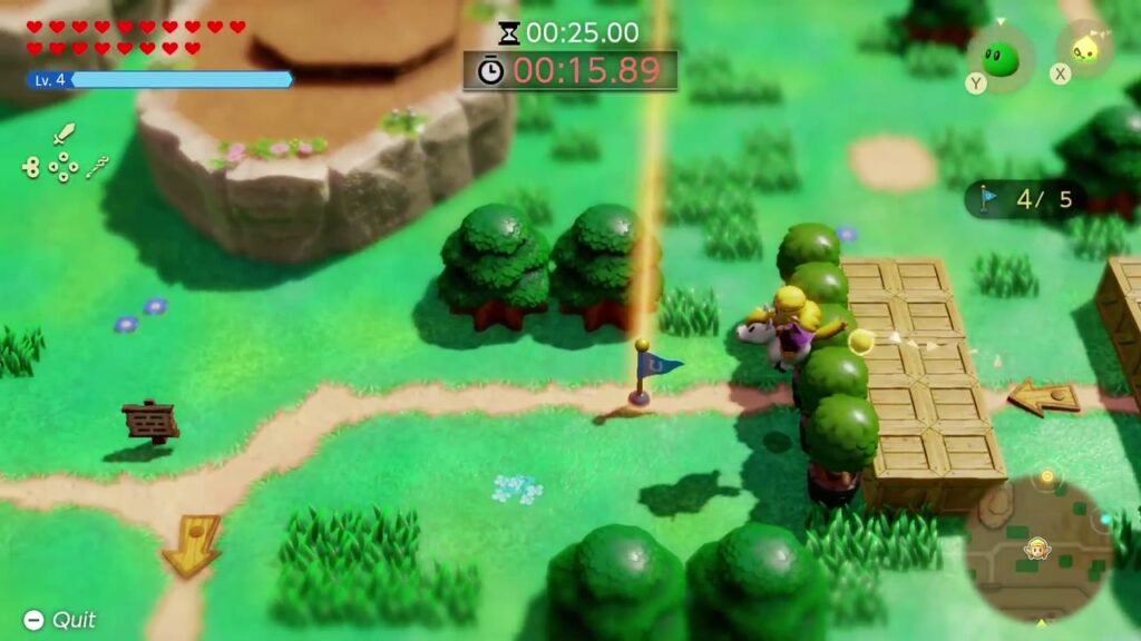 Automatons 49 Zelda rides past a flag on the Flag Race middle course, 4/5 flags at 15.89 of a 25-second goal