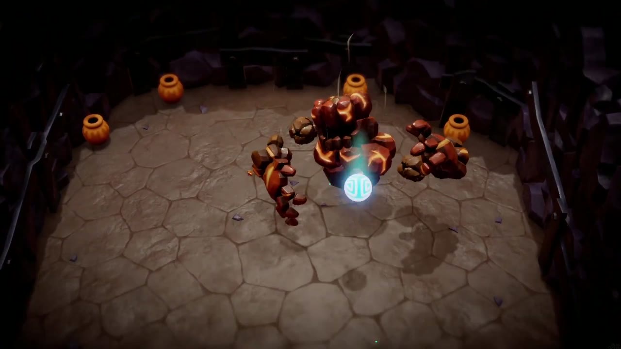 A Mountainous Mystery - The Legend of Zelda: Echoes of Wisdom Walkthrough 29 With its flames out, the flame giant's rock body falls apart around its glowing blue core.