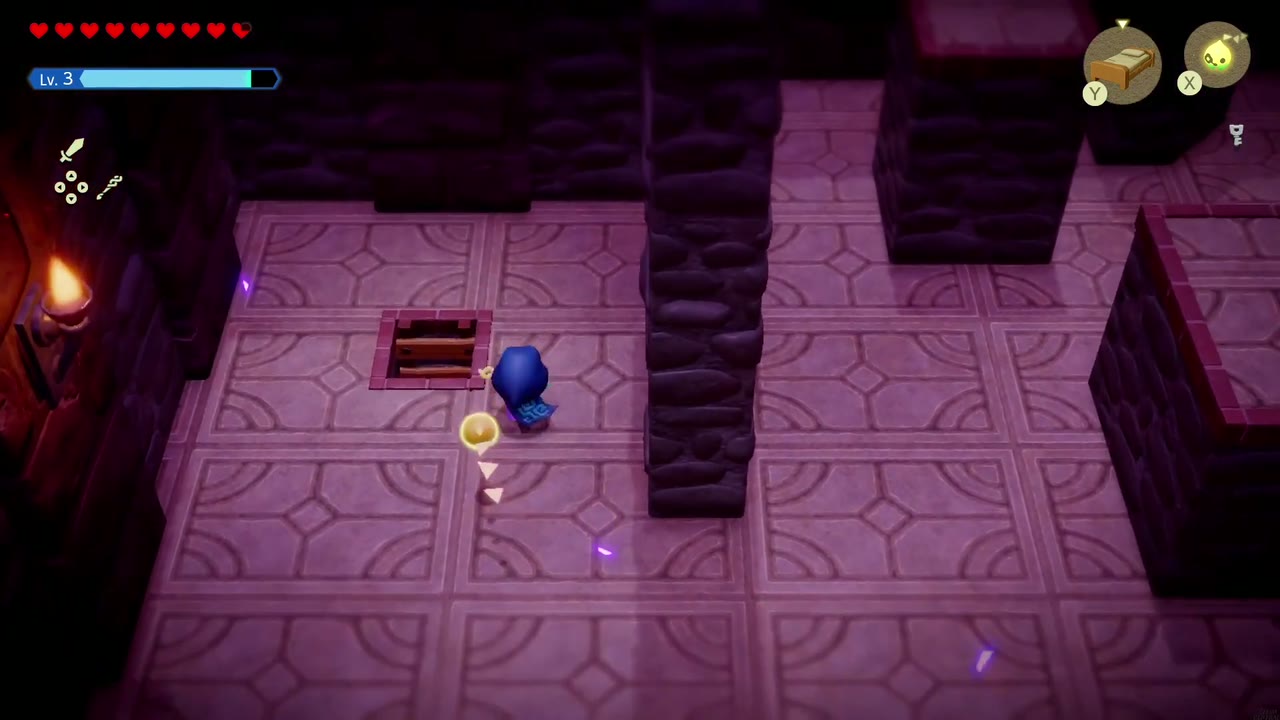 Hyrule Castle: Still Missing - The Legend of Zelda: Echoes of Wisdom Walkthrough 92 Zelda walks to the floor hatch in the key room that drops into the underwater maze.