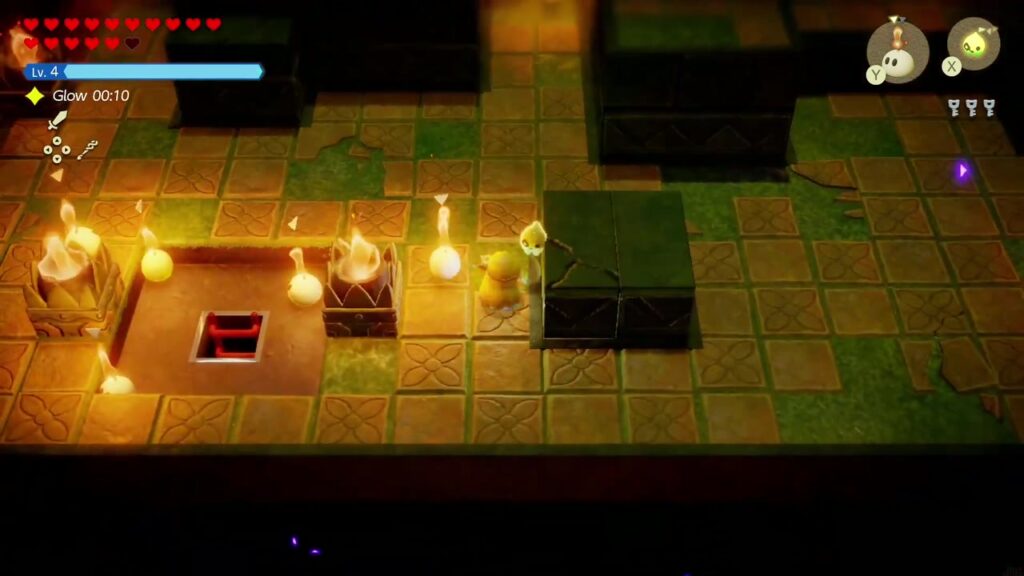 Faron Temple Dungeon - The Legend of Zelda: Echoes of Wisdom Walkthrough 52 The dark room fully lit, showing the hole in the floor Zelda drops down next.