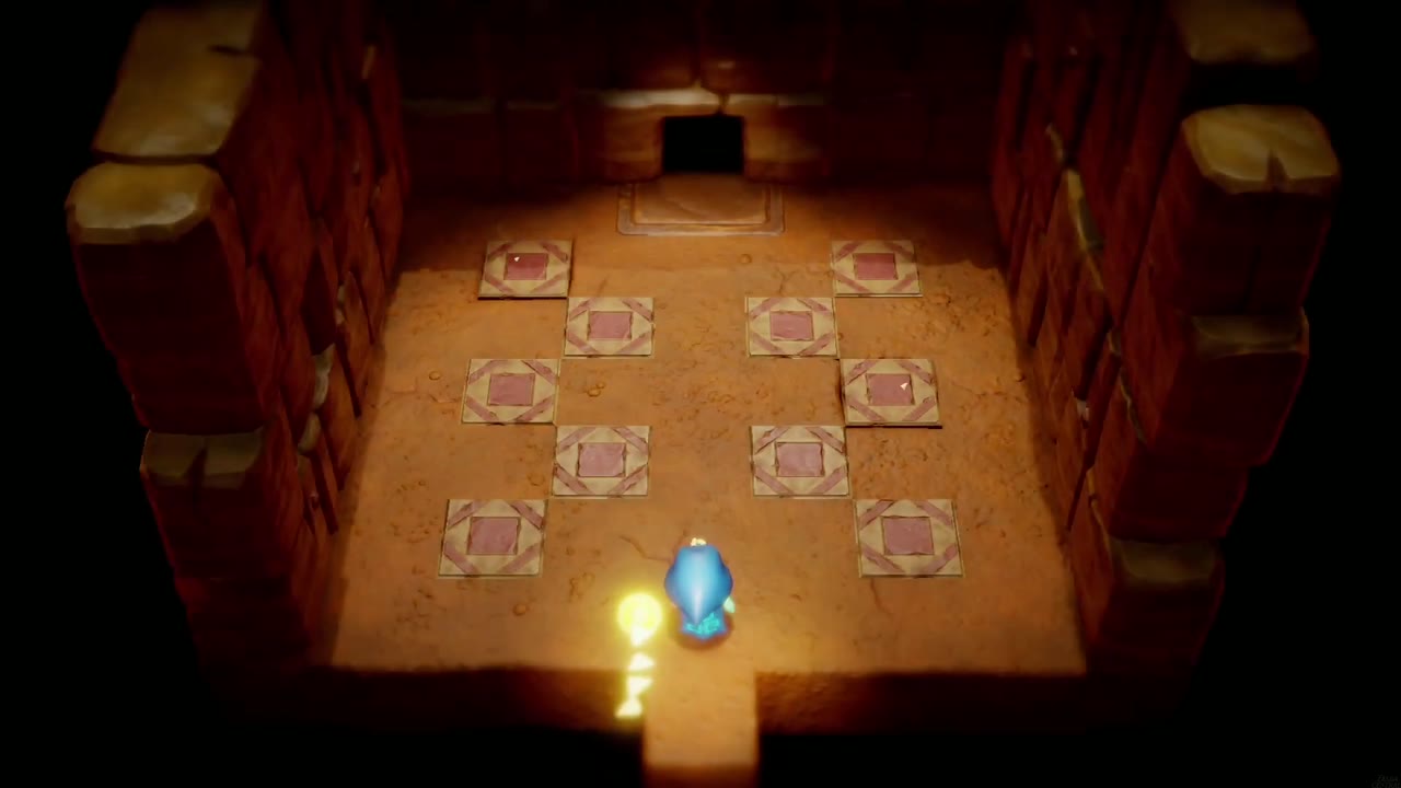 A Rift in the Gerudo Desert - The Legend of Zelda: Echoes of Wisdom Walkthrough 110 The small canyon cave room whose patterned Flying Tiles launch themselves at Zelda.