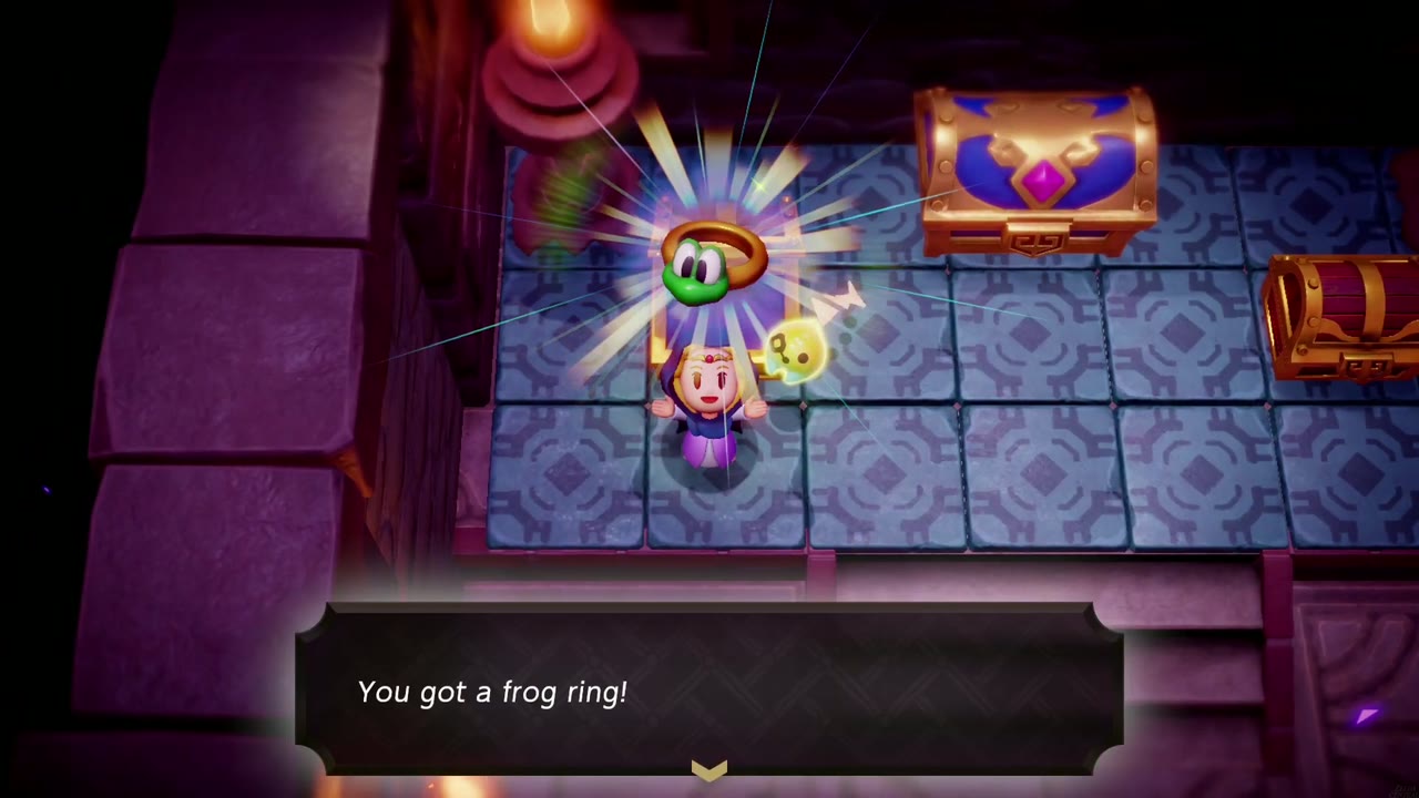 Hyrule Castle: Still Missing - The Legend of Zelda: Echoes of Wisdom Walkthrough 111 Zelda holds up the Frog Ring from the left chest, with its "You got a frog ring!" text box.