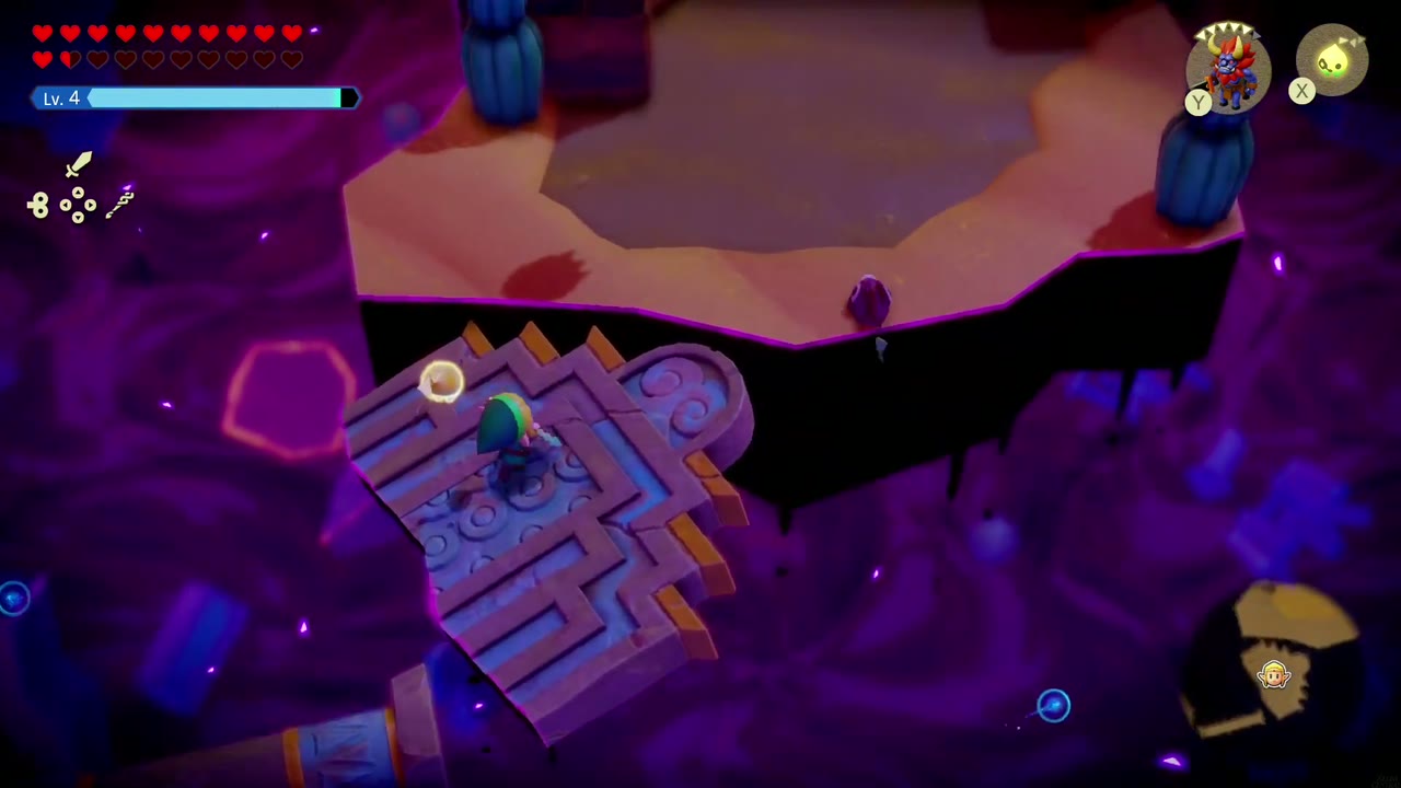 The Eternal Forest - The Legend of Zelda: Echoes of Wisdom Walkthrough 61 Zelda reaches the sand islands, marked by cacti and a fallen Gerudo-style carved stone, in the Stilled Ancient Ruins.
