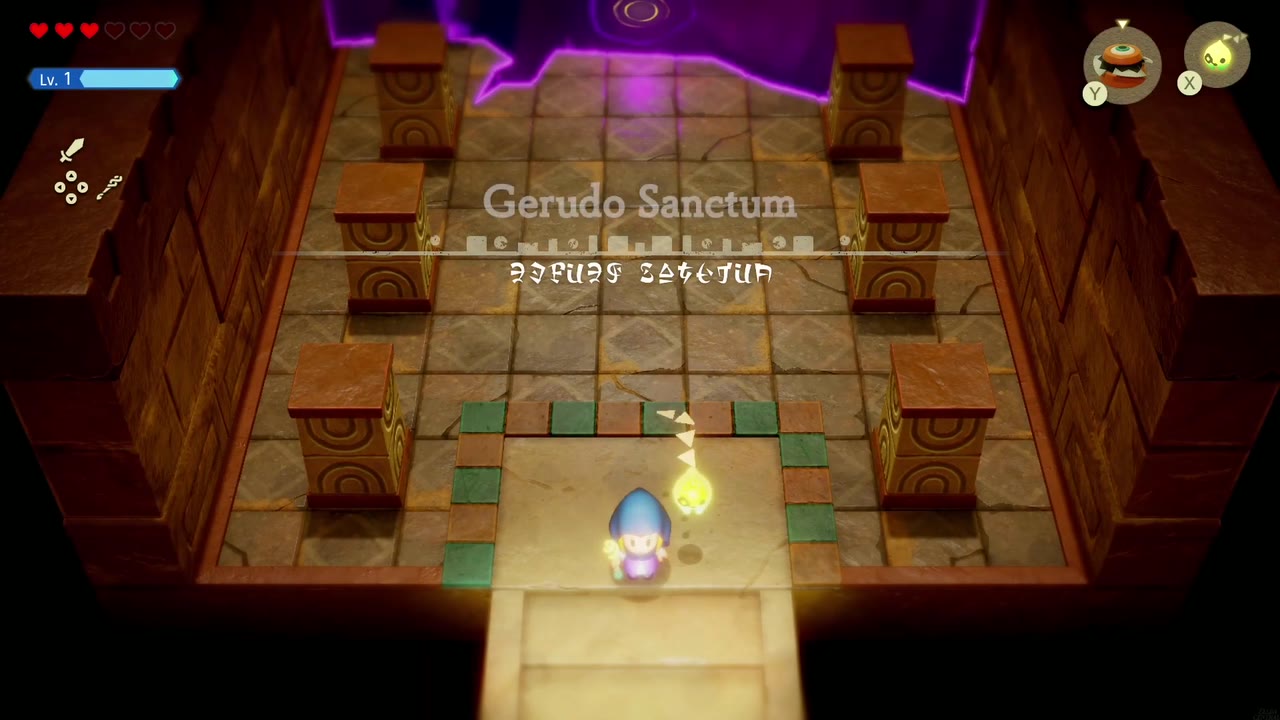 Gerudo Sanctum Dungeon - The Legend of Zelda: Echoes of Wisdom Walkthrough 1 Zelda walks into the Gerudo Sanctum entrance hall as the dungeon title card appears.
