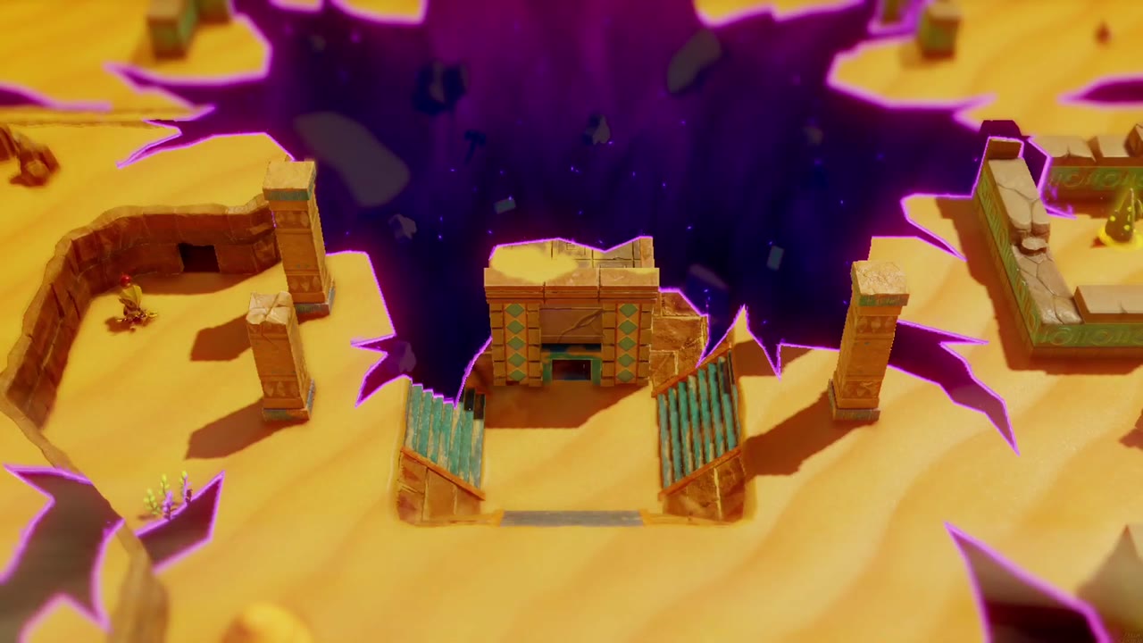A Rift in the Gerudo Desert - The Legend of Zelda: Echoes of Wisdom Walkthrough 109 The Gerudo Sanctum's entrance is revealed beneath the drained sand