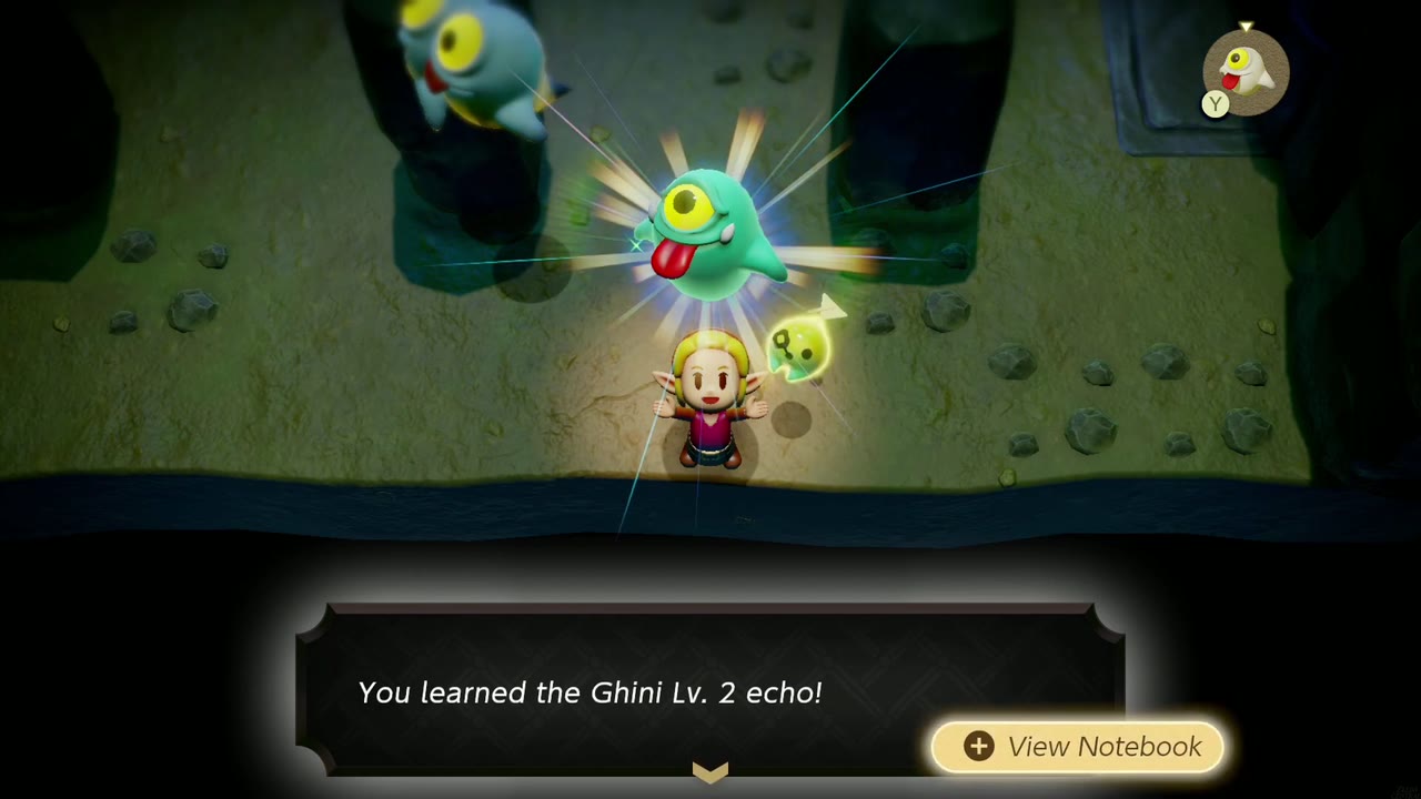 Zelda aprende o eco Ghini Nv. 2 em uma sala com colunas na caverna fantasma, sob um Hyrule cemitério de campo Zelda aprende o eco Ghini Nv. 2 em uma sala com colunas na caverna fantasma, sob um Hyrule cemitério de campo