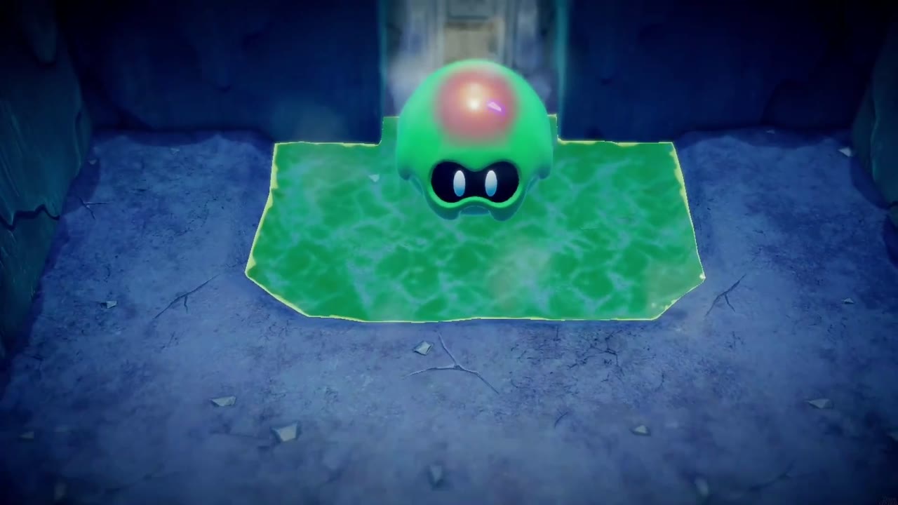 Lanayru Temple Dungeon - The Legend of Zelda: Echoes of Wisdom Walkthrough 39 A giant green slime with a red core drops into the arena in front of the north door.