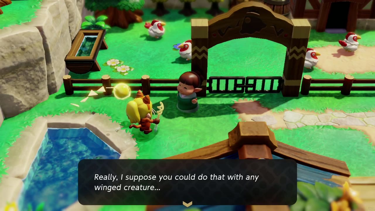 Cuccos on the Loose - The Legend of Zelda: Echoes of Wisdom Walkthrough 15 The owner adds that you could glide with any winged creature, not just a cucco.