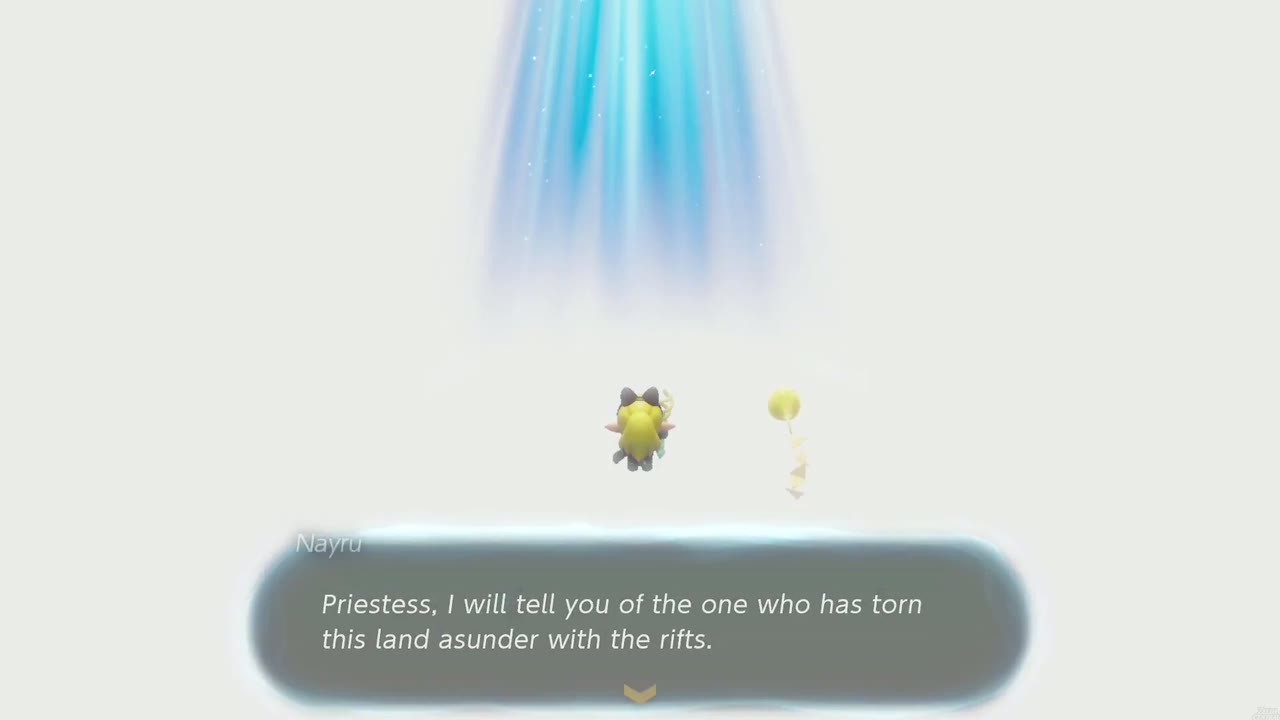 Lanayru Temple Dungeon - The Legend of Zelda: Echoes of Wisdom Walkthrough 83 In a beam of light, the goddess Nayru tells the priestess about the one who tore the land with rifts.