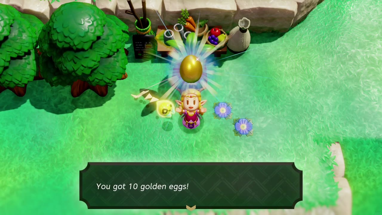 The Eternal Forest - The Legend of Zelda: Echoes of Wisdom Walkthrough 100 Zelda holds up 10 golden eggs from the Hyrule Field Smoothie Shop after documenting every recipe.