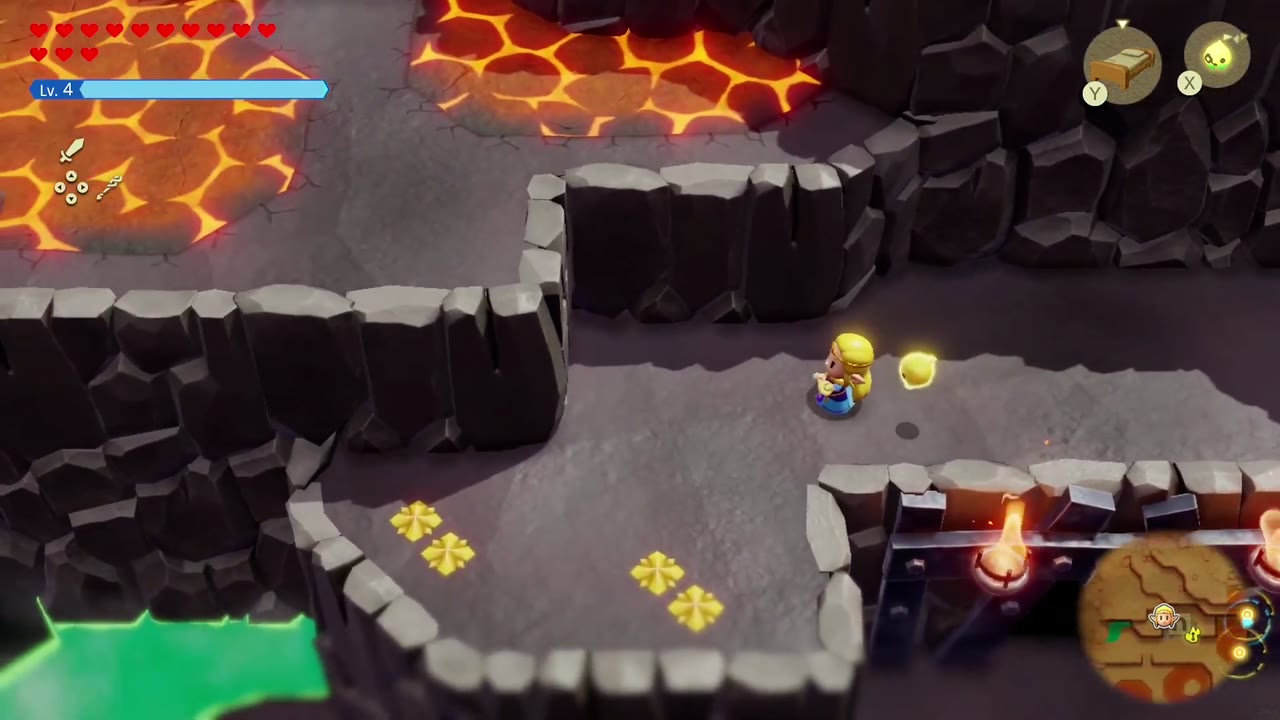 The Fireworks Artist - The Legend of Zelda: Echoes of Wisdom Walkthrough 15 A terrace of golden flowers beside a green hot spring comes into view.