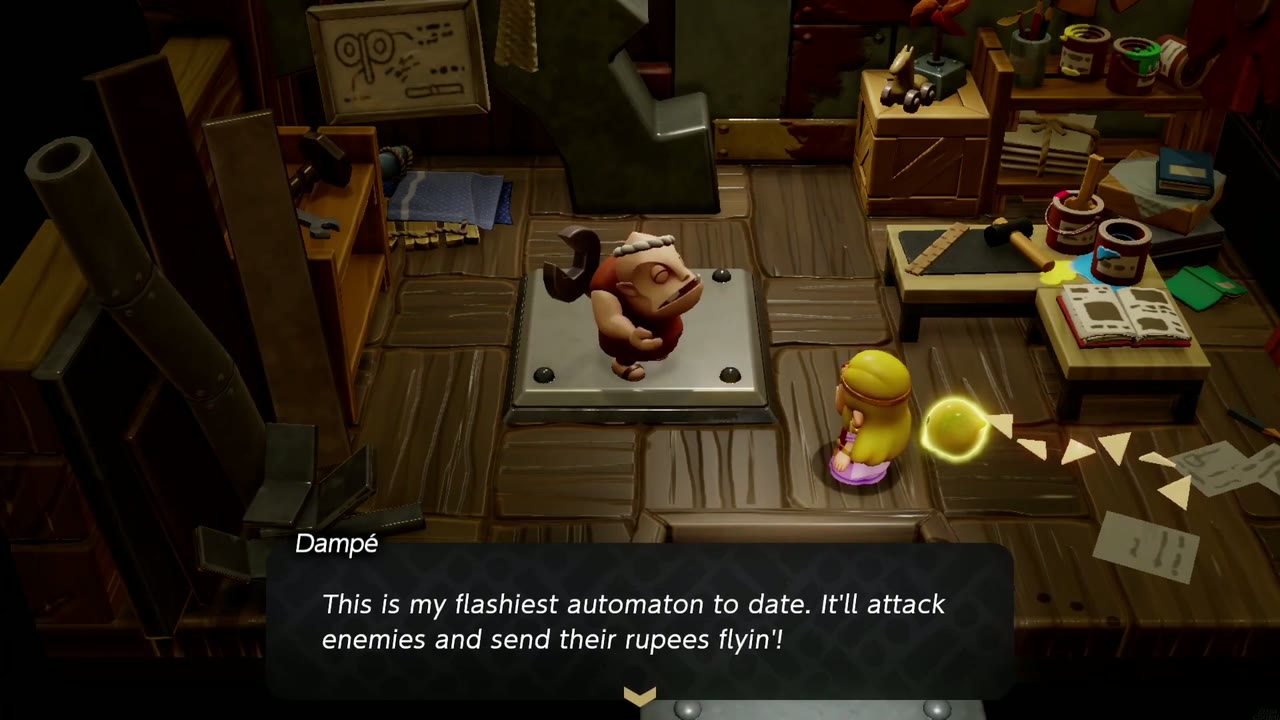 Get Rich Quick! - The Legend of Zelda: Echoes of Wisdom Walkthrough 23 Dampé calls the Goldfinch his flashiest automaton, which sends enemies' rupees flying.