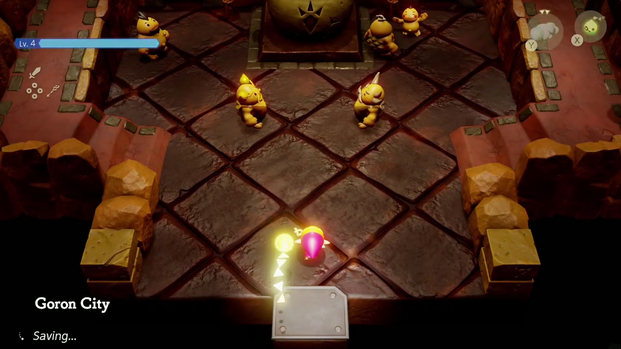 Zelda arrives in Goron City and heads for the mineral shop. Zelda arrives in Goron City and heads for the mineral shop.