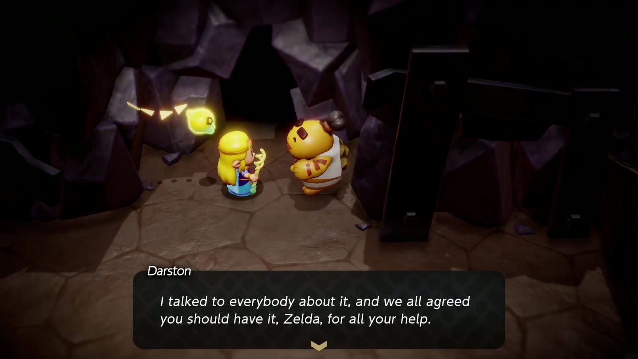 A Mountainous Mystery - The Legend of Zelda: Echoes of Wisdom Walkthrough 37 Darston says the Gorons all agreed Zelda should have the bracelet.