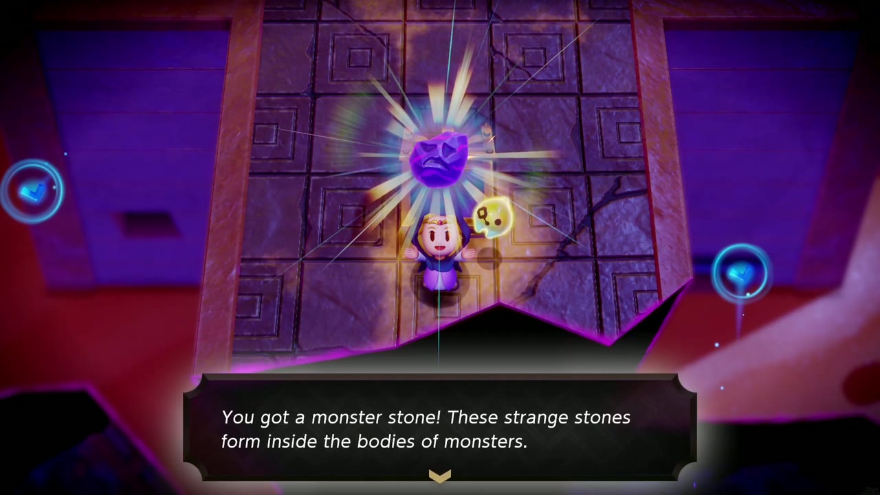 Gerudo Sanctum Dungeon - The Legend of Zelda: Echoes of Wisdom Walkthrough 79 Zelda holds up a Monster Stone from the courtyard chest in the Stilled Gerudo Sanctum.