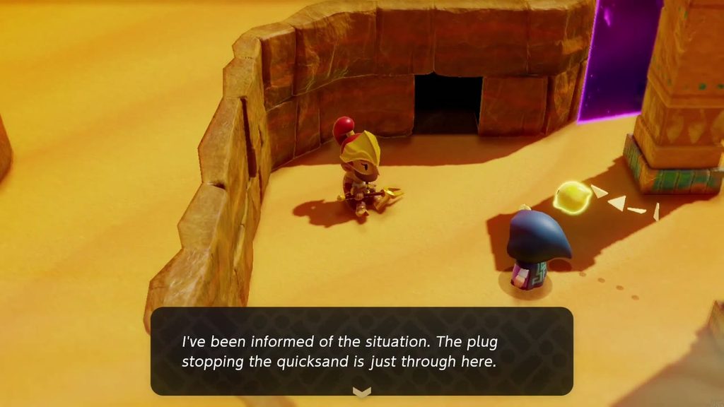 A Rift in the Gerudo Desert - The Legend of Zelda: Echoes of Wisdom Walkthrough 93 A Gerudo guard stands watch at the mouth of the Cryptic Cavern
