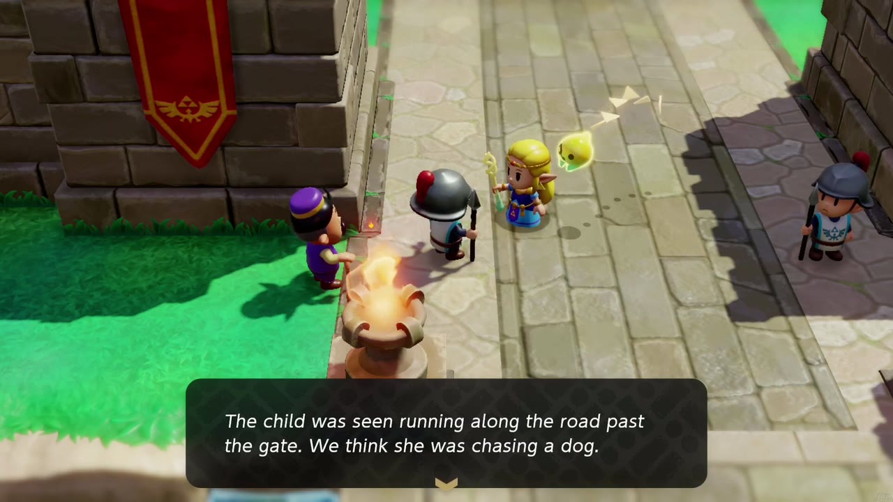 A guard at the south gate says the child ran down the road past the gate chasing a dog. A guard at the south gate says the child ran down the road past the gate chasing a dog.