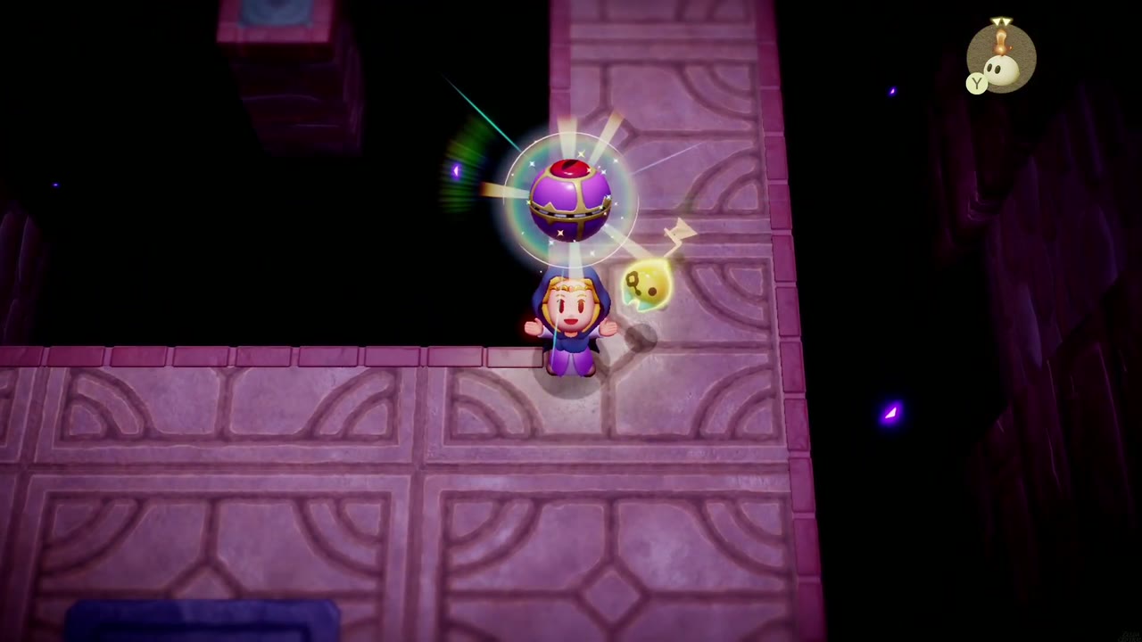 Hyrule Castle: Still Missing - The Legend of Zelda: Echoes of Wisdom Walkthrough 75 Zelda raises the newly learned Gustmaster echo on the void walkways.
