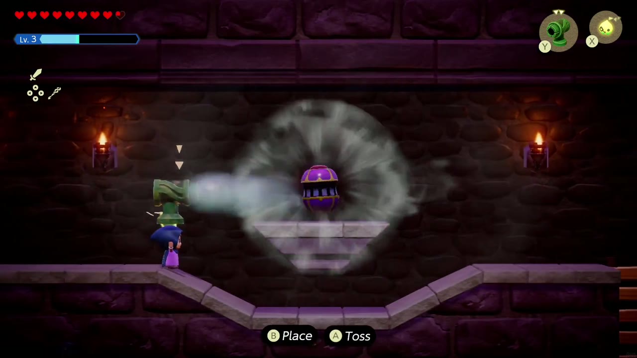 Hyrule Castle: Still Missing - The Legend of Zelda: Echoes of Wisdom Walkthrough 101 The first Gustmaster blows wind across the side-view room as Zelda drops an echo beside it.