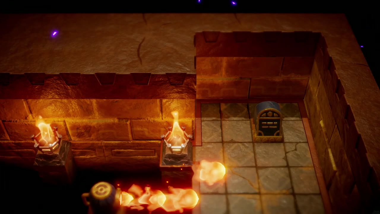 Gerudo Sanctum Dungeon - The Legend of Zelda: Echoes of Wisdom Walkthrough 115 The nook behind the lit braziers holding the hawk clue tablet in Gerudo Sanctum.