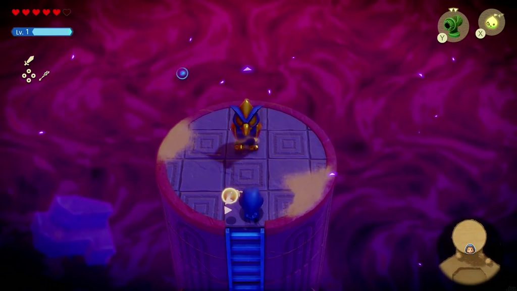 Gerudo Sanctum Dungeon - The Legend of Zelda: Echoes of Wisdom Walkthrough 121 Zelda reaches the round tower top where the Hawk Statue stands.