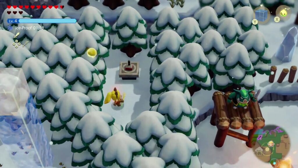 Hebra Mountain: A Rift on Holy Mount Lanayru - The Legend of Zelda: Echoes of Wisdom Walkthrough 120 The second Hebra stamp stand hidden among the pines near a Moblin lookout outside Condé's House.