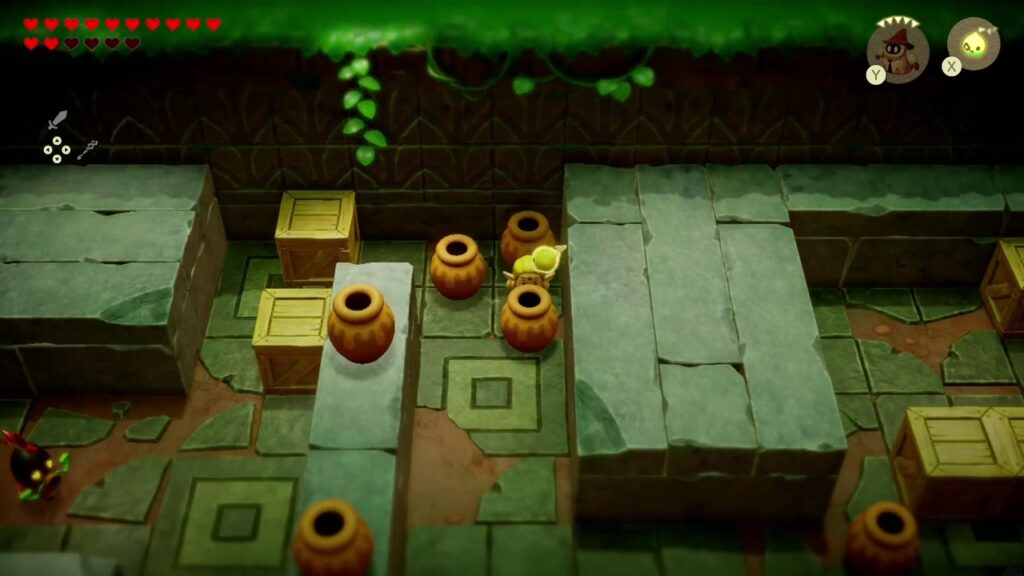 A Rift in the Faron Wetlands - The Legend of Zelda: Echoes of Wisdom Walkthrough 37 Zelda hides inside a pot lined up with the others while a Deku guard patrols the lockup corridor.