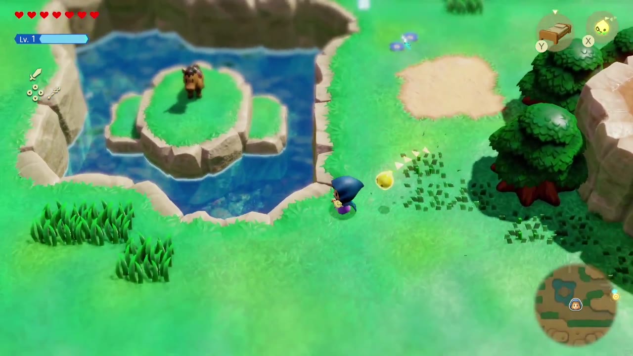 Runaway Horse - The Legend of Zelda: Echoes of Wisdom Walkthrough 8 The missing horse is visible on an island in a stone-walled pond as Zelda approaches.