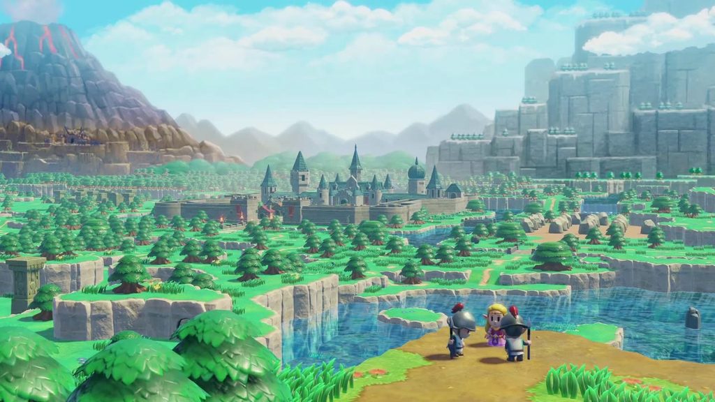 Two Hyrule Castle guards find Zelda on the overlook to escort her back to Hyrule Castle Town