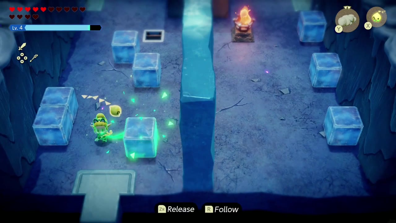 Lanayru Temple Dungeon - The Legend of Zelda: Echoes of Wisdom Walkthrough 25 Zelda Binds an ice block aside in the ice block room, uncovering a ladder hatch beside the water channel.