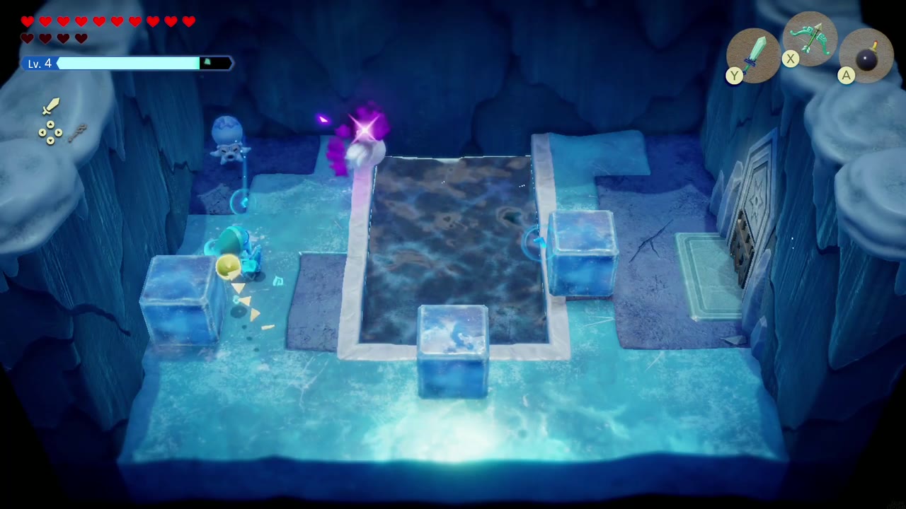 Lanayru Temple Dungeon - The Legend of Zelda: Echoes of Wisdom Walkthrough 5 Zelda fights the Ice Octos in the icy room with the water pit and ice blocks.