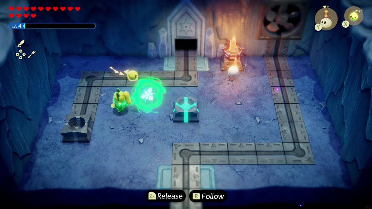Lanayru Temple Dungeon - The Legend of Zelda: Echoes of Wisdom Walkthrough 73 Zelda Binds the ice orb back into the left socket to refreeze the switch room smooth.