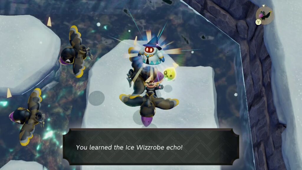 Hebra Mountain: A Rift on Holy Mount Lanayru - The Legend of Zelda: Echoes of Wisdom Walkthrough 57 Zelda learns the Ice Wizzrobe echo in the walled ice pool, text box on screen.