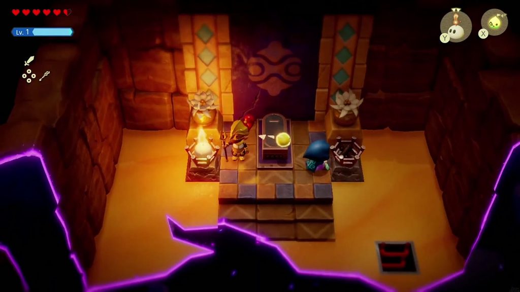 A Rift in the Gerudo Desert - The Legend of Zelda: Echoes of Wisdom Walkthrough 55 An Ignizol echo sets the left tomb brazier alight in the Ancestor's Cave of Rest.