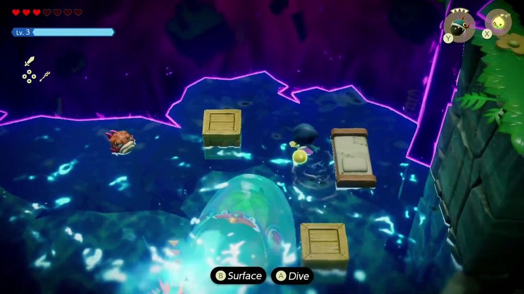 The Jabul Waters Rift - The Legend of Zelda: Echoes of Wisdom Walkthrough 58 The rift-possessed Jabu-Jabu charges at Zelda through the pool inside his den.