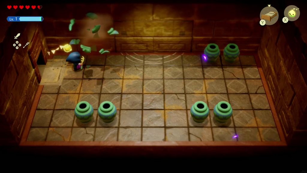 Gerudo Sanctum Dungeon - The Legend of Zelda: Echoes of Wisdom Walkthrough 108 Zelda's echoes smash the jars in the dead-end room before the secret wall is found.
