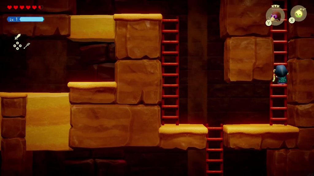 A Rift in the Gerudo Desert - The Legend of Zelda: Echoes of Wisdom Walkthrough 53 Zelda climbs the ladder at the passage's far right that leads up to the ancestral tomb.